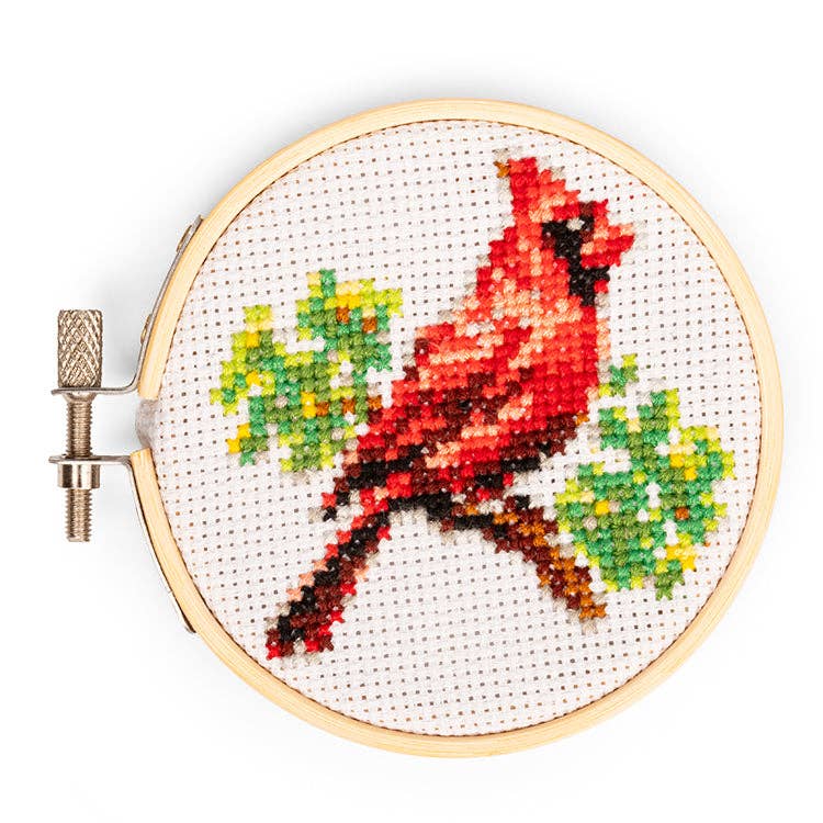 Kikkerland-Cardinal MiniCross StitchEmbroidery-xstitch kit-gather here online