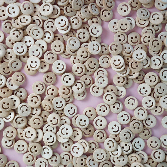 Matchy Matchy Sewing Club-Smiley Face 1/2" Wood Buttons-button-gather here online