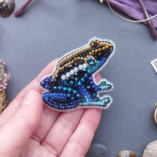 Bead Embroidery Kit: DIY Seed Bead Frog Brooch