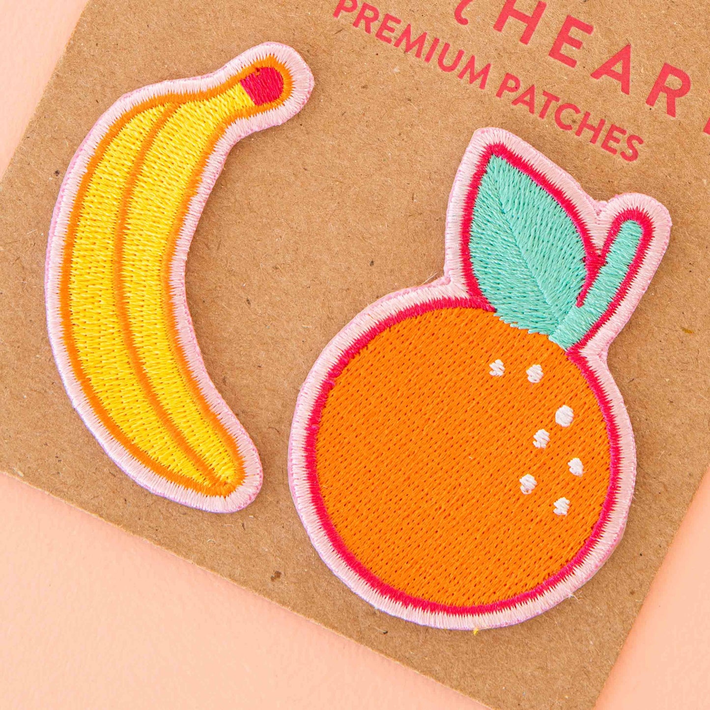 Sarah Hearts-Embroidered Patches - Banana & Orange - 2 Pack-accessory-gather here online