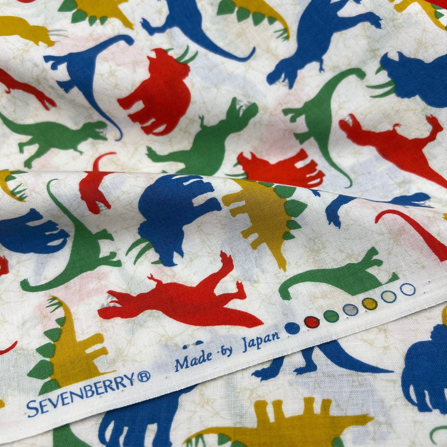 Sevenberry-Primary Dinosaurs on Cotton Shirting-fabric-gather here online