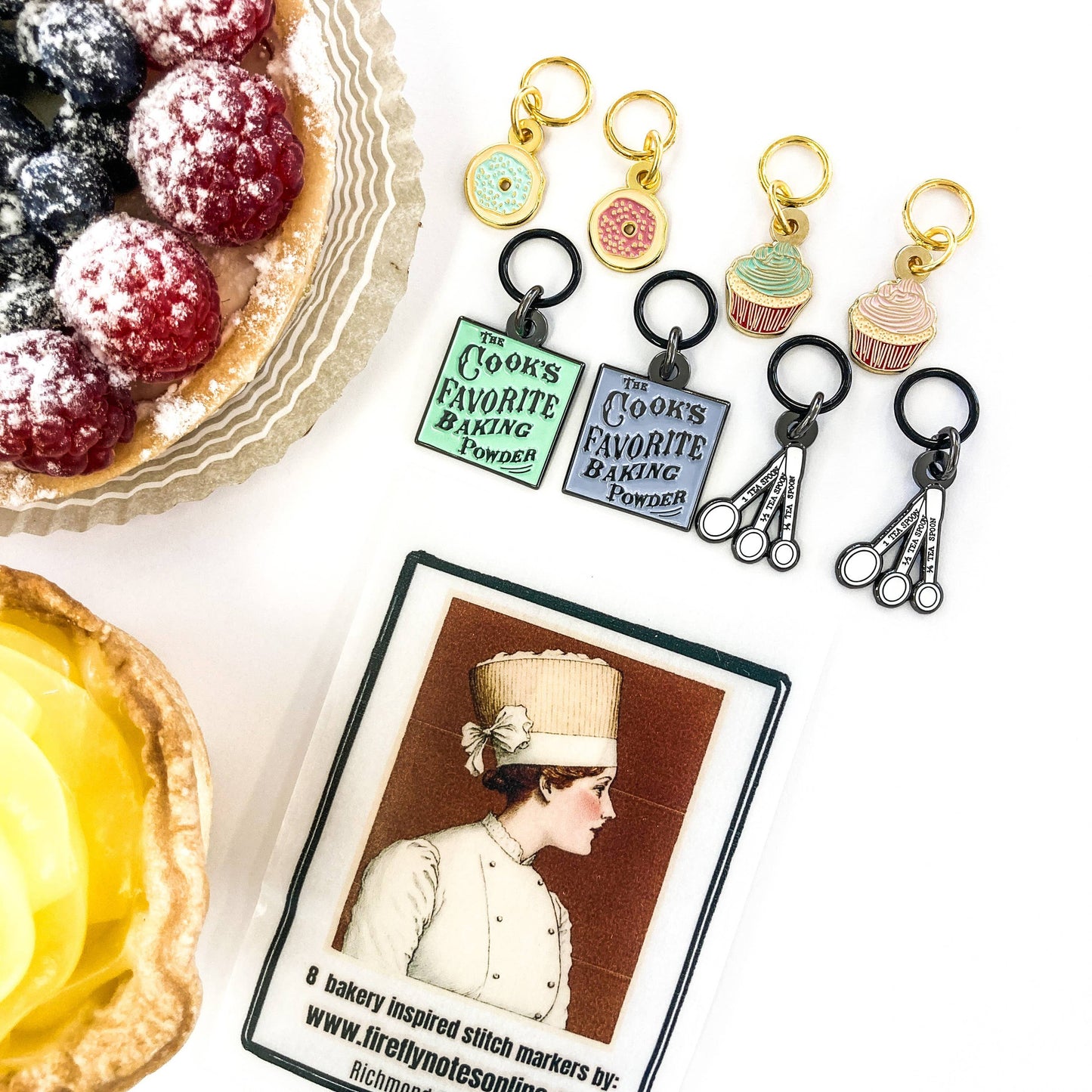 Firefly Notes-Bakery Delights Enamel Stitch Marker Pack-knitting notion-gather here online