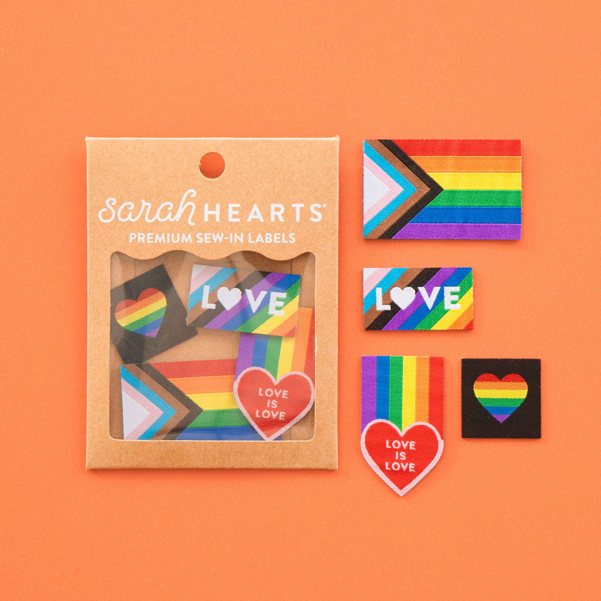 Sarah Hearts-Pride Rainbow Iron-On Labels Multipack-sewing notion-gather here online