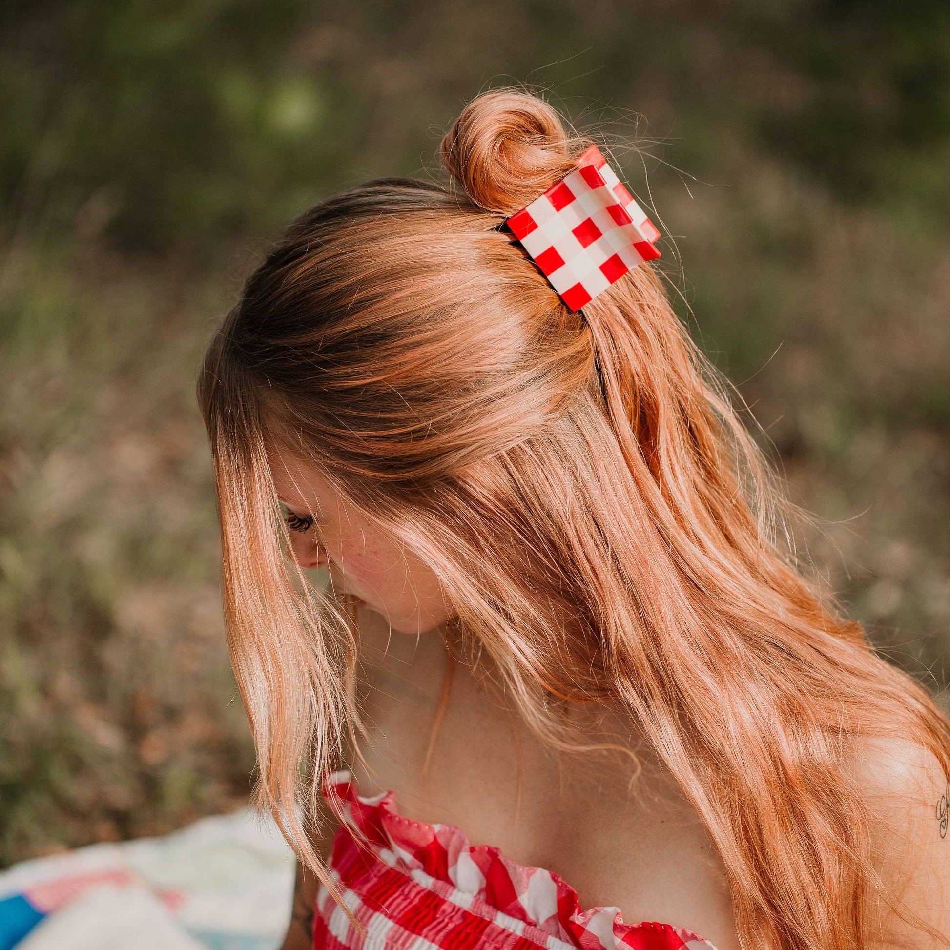 Hey Ricochet-Gingham Hair Claw XL-accessory-gather here online