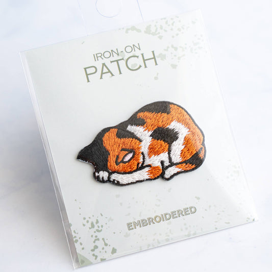 U PLUS INC-Napping Calico Cat Iron-On Patch-patches + pins-gather here online