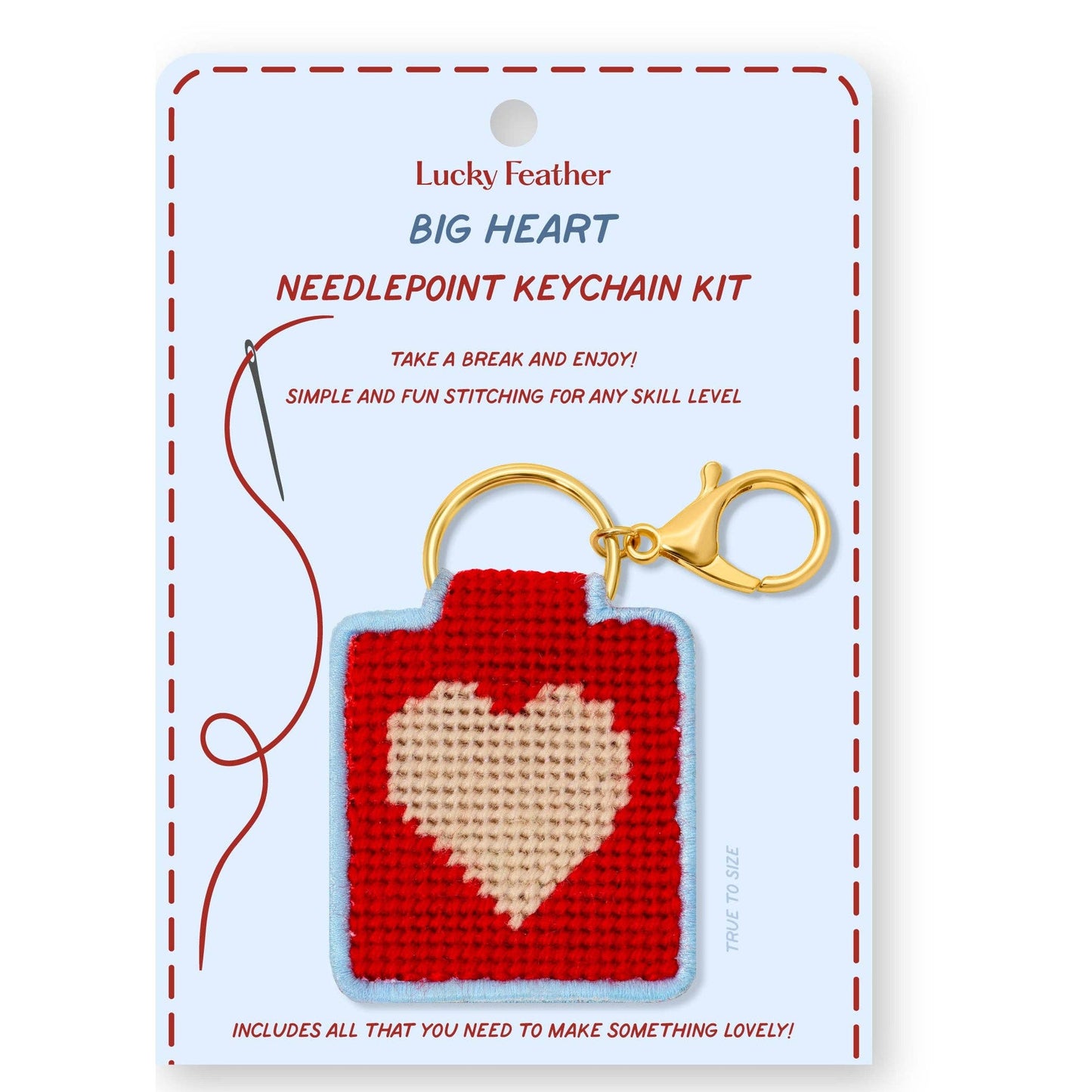 Lucky Feather-Needlepoint Keychain Kit - Heart-xstitch kit-gather here online