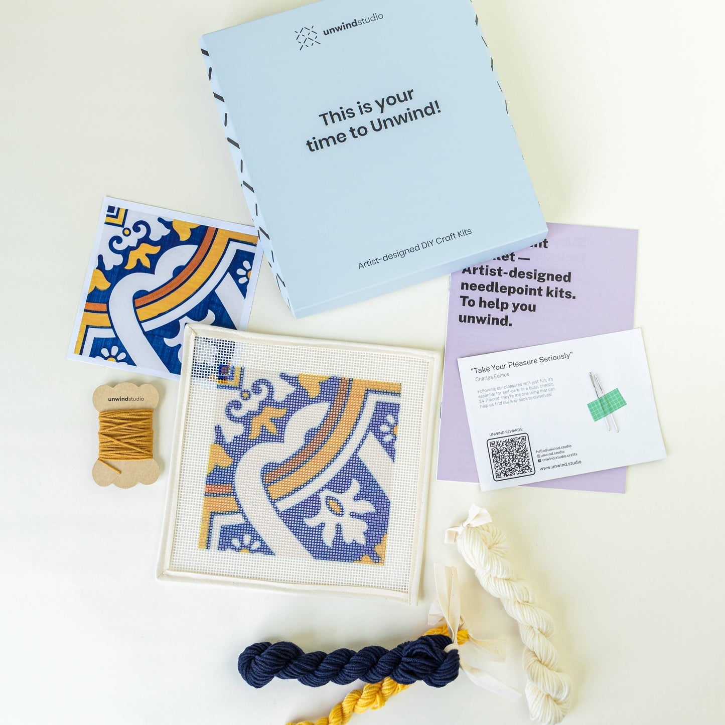 Unwind Studio-Portuguese Tiles Needlepoint Kit - Cedofeita-embroidery kit-gather here online