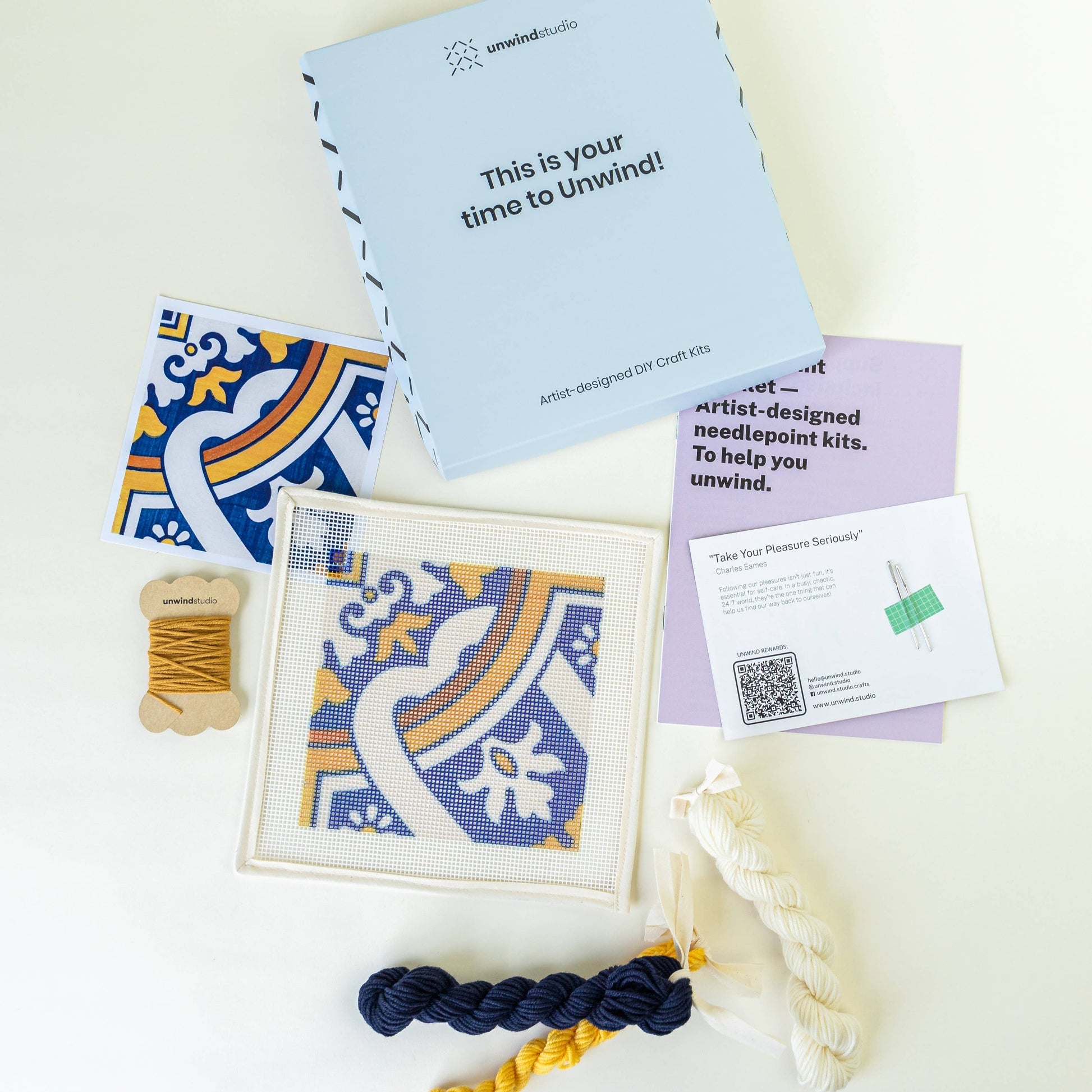 Unwind Studio-Portuguese Tiles Needlepoint Kit - Cedofeita-embroidery kit-gather here online