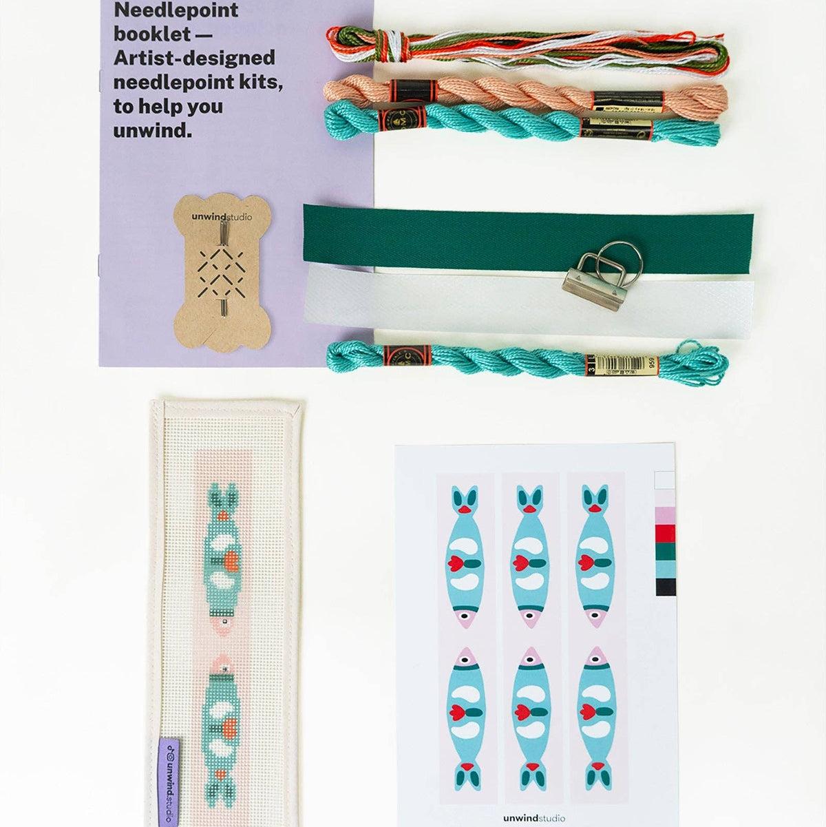 Portuguese Sardine Key Fob Needlepoint Kit