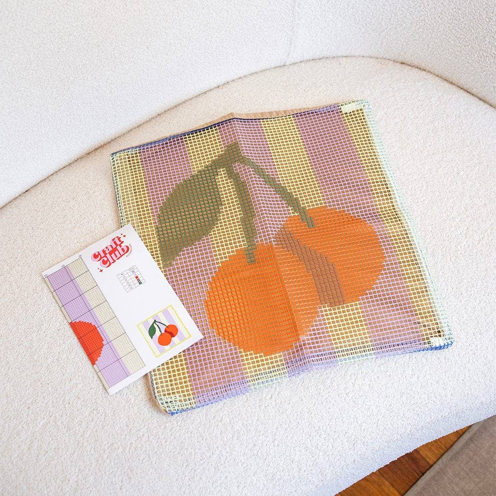 Craft Club-Cherry Ripe Stripes - Latch Hook Cushion Kit-craft kit-gather here online