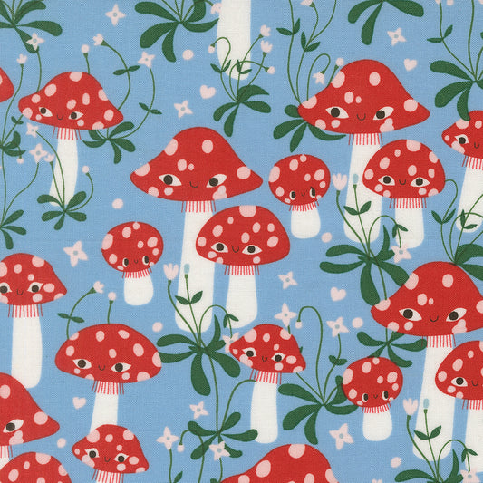Moda-Mushrooms Sky-fabric-gather here online