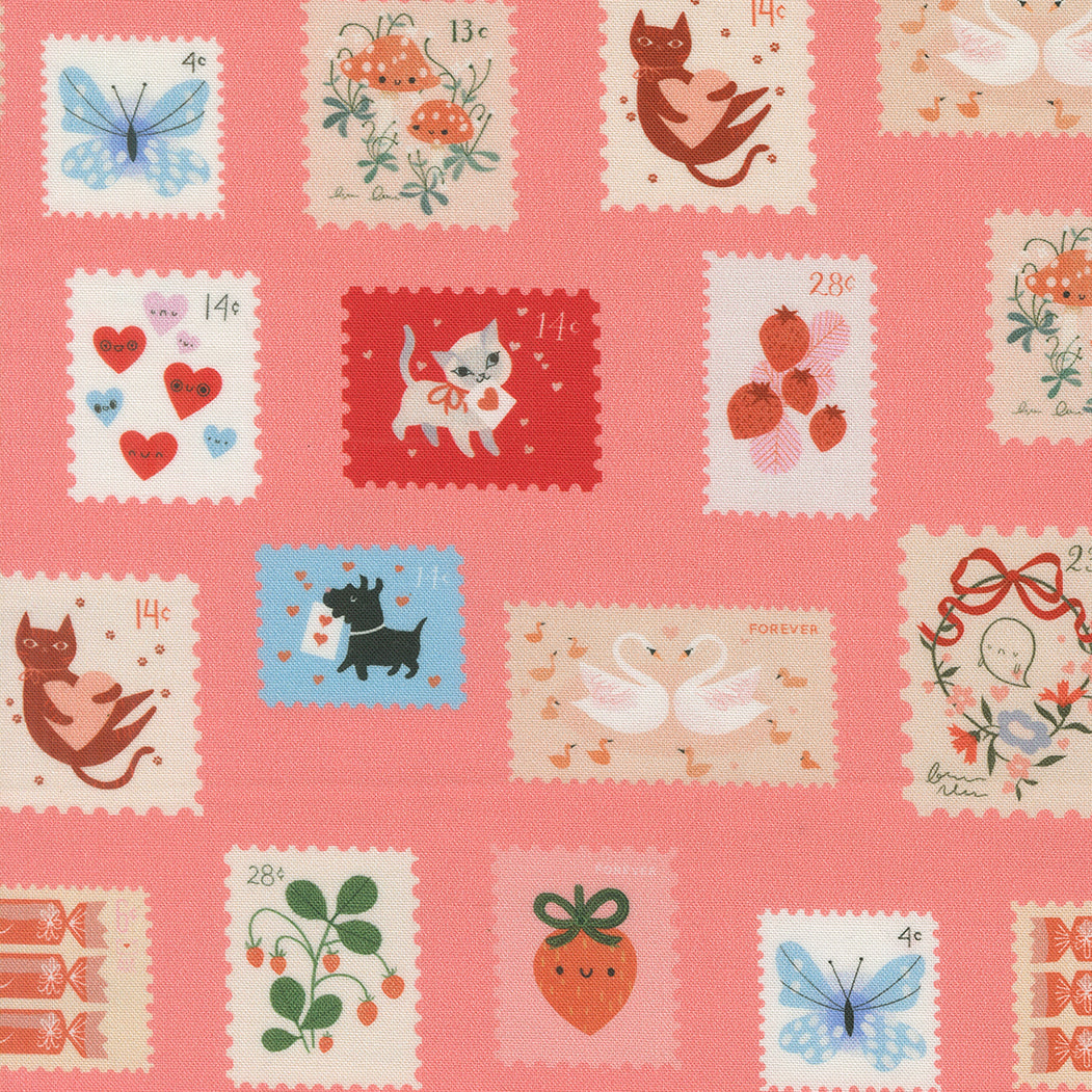 Moda-Stamps Coral-fabric-gather here online