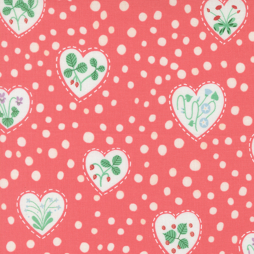Moda-Flower Heart Coral-fabric-gather here online
