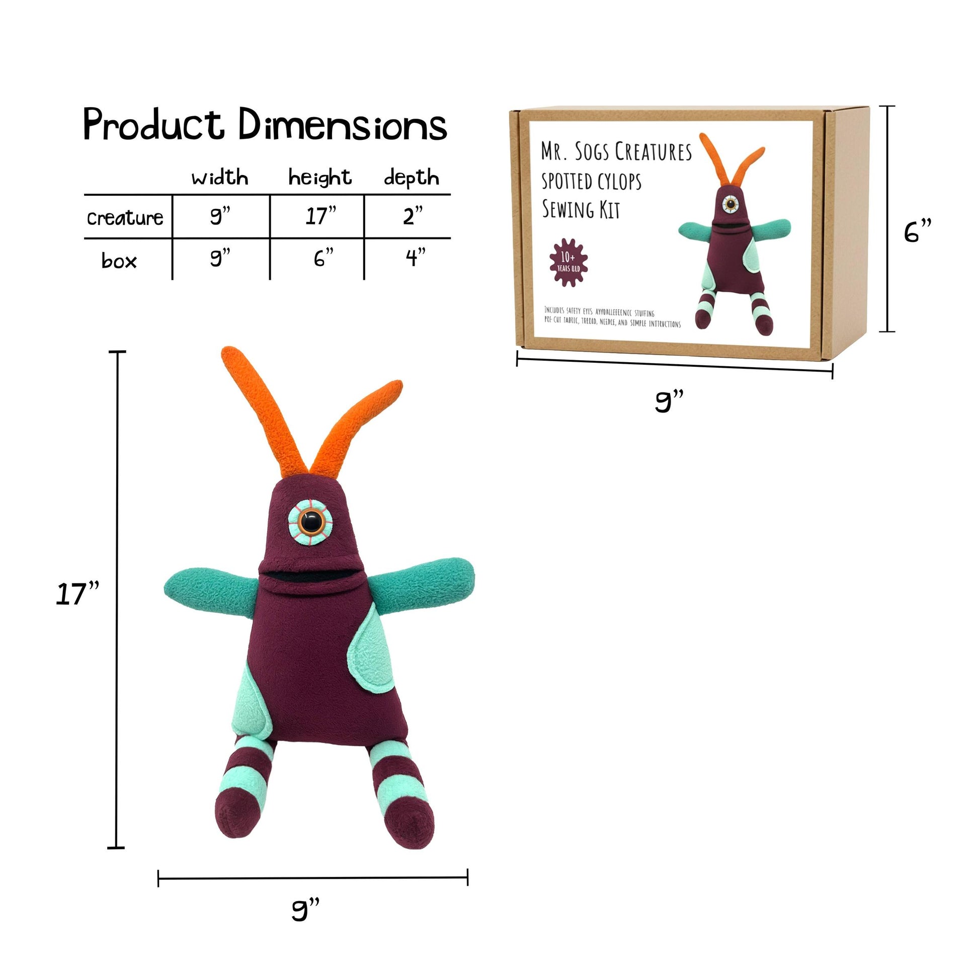Mr. Sogs-Creature Kit - Spotted Cyclops-sewing kit-gather here online