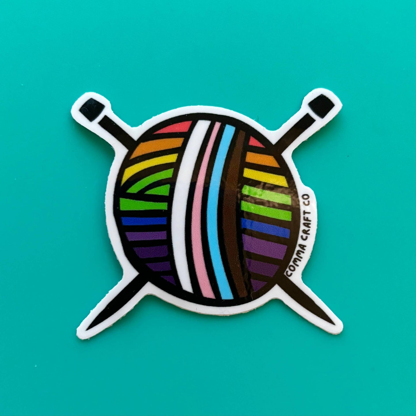 Comma Craft Co-Intersectional Pride Yarn Vinyl Sticker-sticker-gather here online