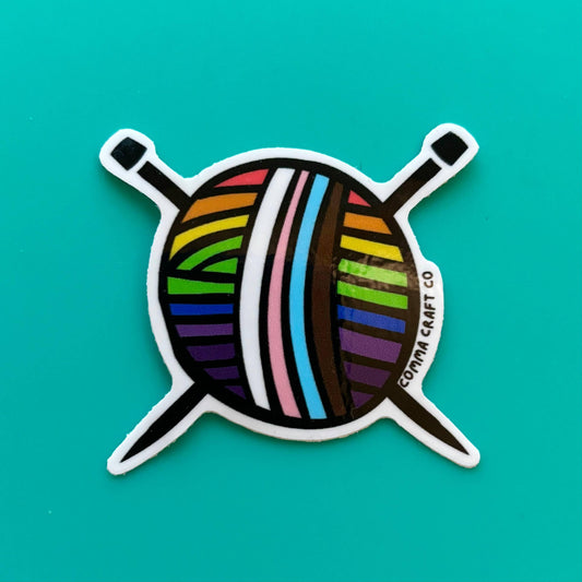 Comma Craft Co-Intersectional Pride Yarn Vinyl Sticker-sticker-gather here online
