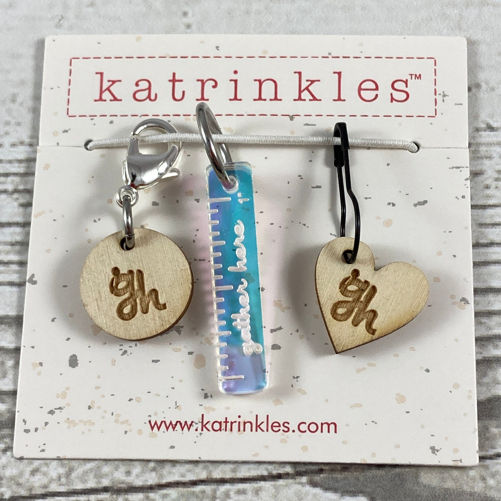 Katrinkles-Gather Here Card of 3 Stitch Markers-notion-gather here online