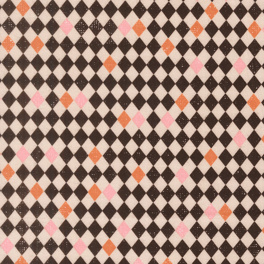 Moda-Harlequin Diamonds Black Cat-fabric-gather here online
