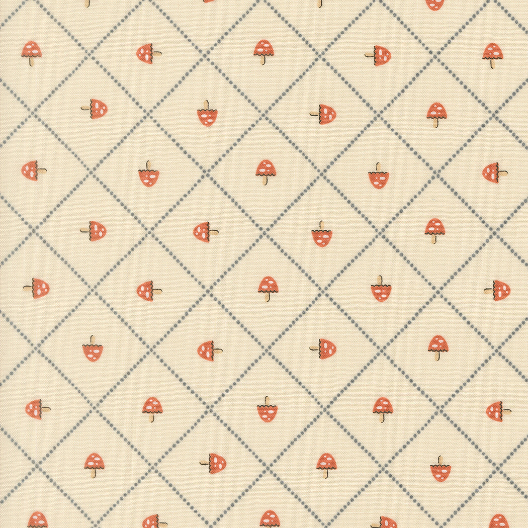 Moda-Mushroom and Grid Pearl-fabric-gather here online