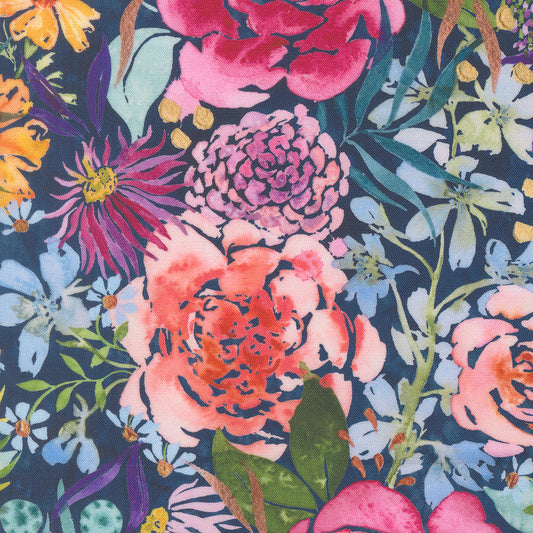 Moda-Midsummer Bloom Navy-fabric-gather here online