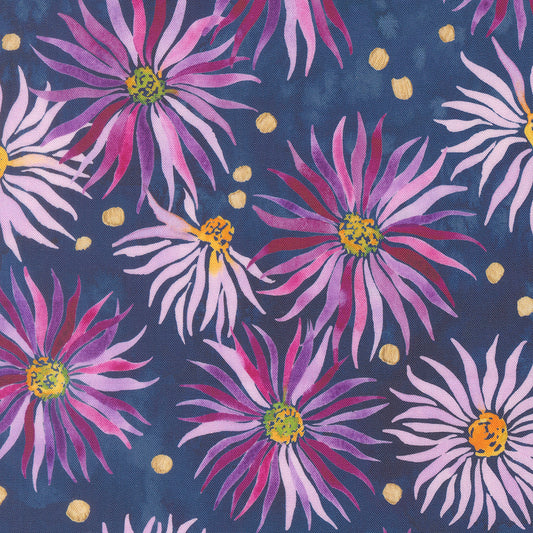 Moda-Wall Flower Navy-fabric-gather here online
