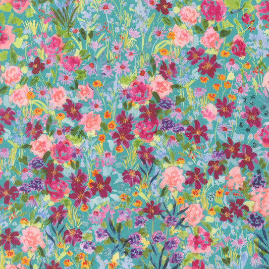 Moda-Garden Glitter Turquoise-fabric-gather here online