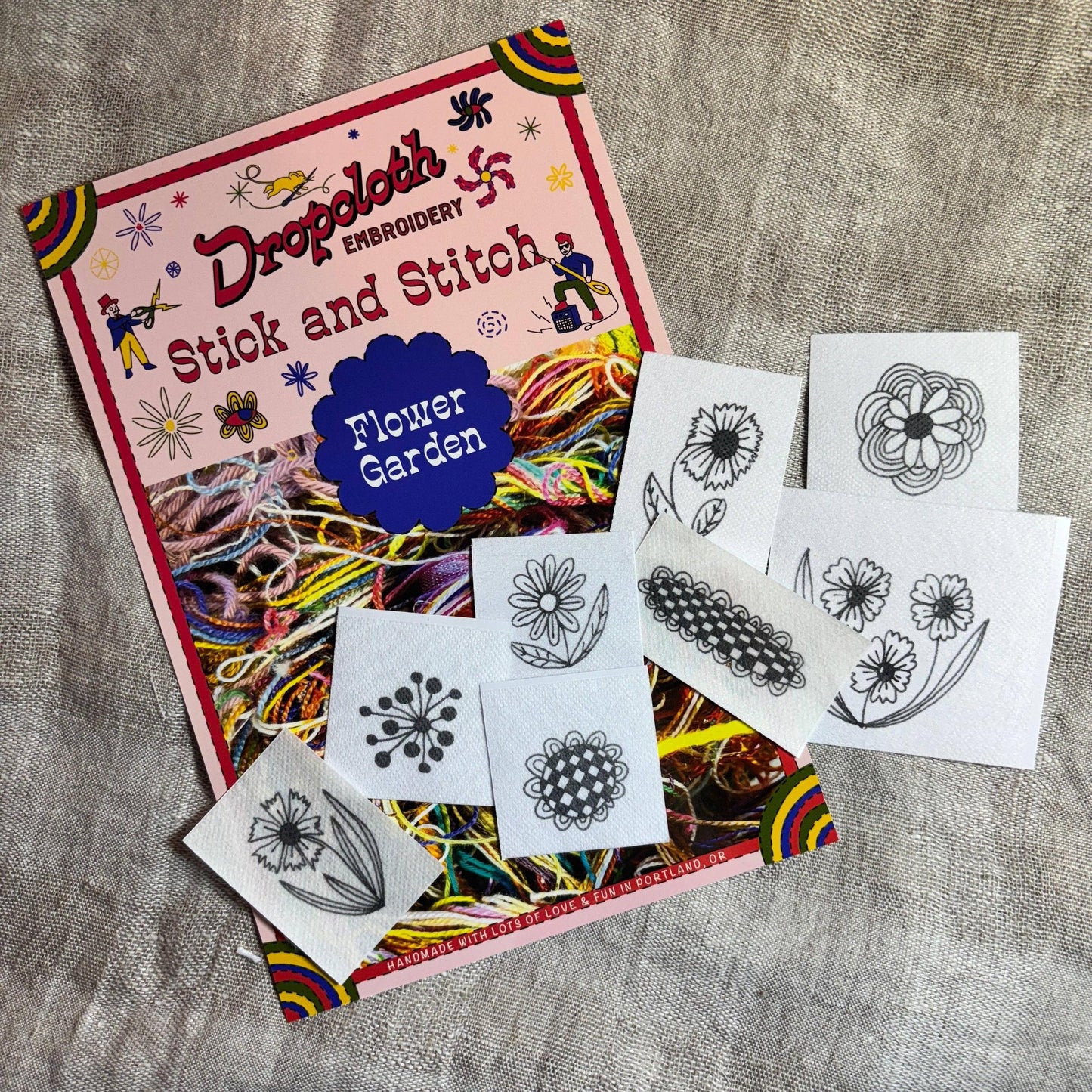 Dropcloth Samplers-Flower Garden Stick and Stitch Set-embroidery pattern-gather here online