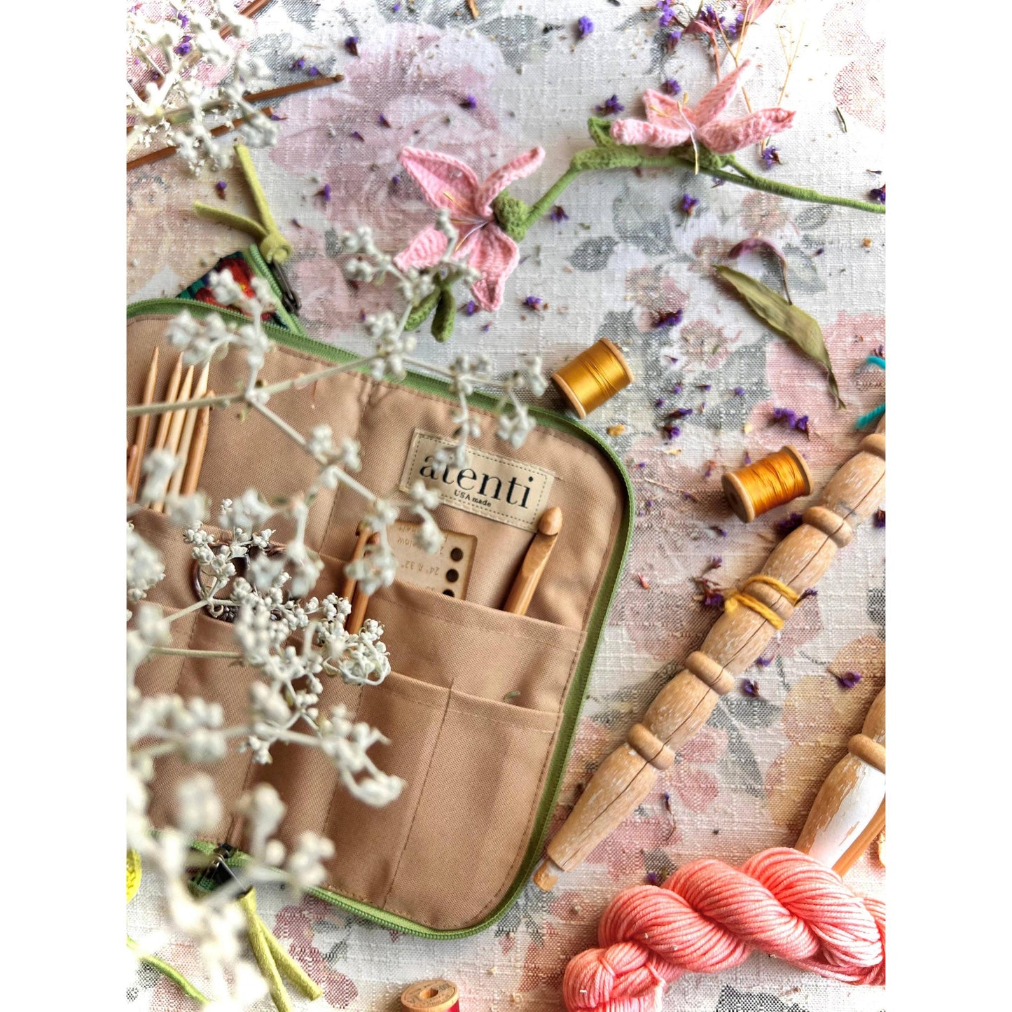 Atenti-Flora Needles, Hooks, and Tools Case-craft organizer-gather here online