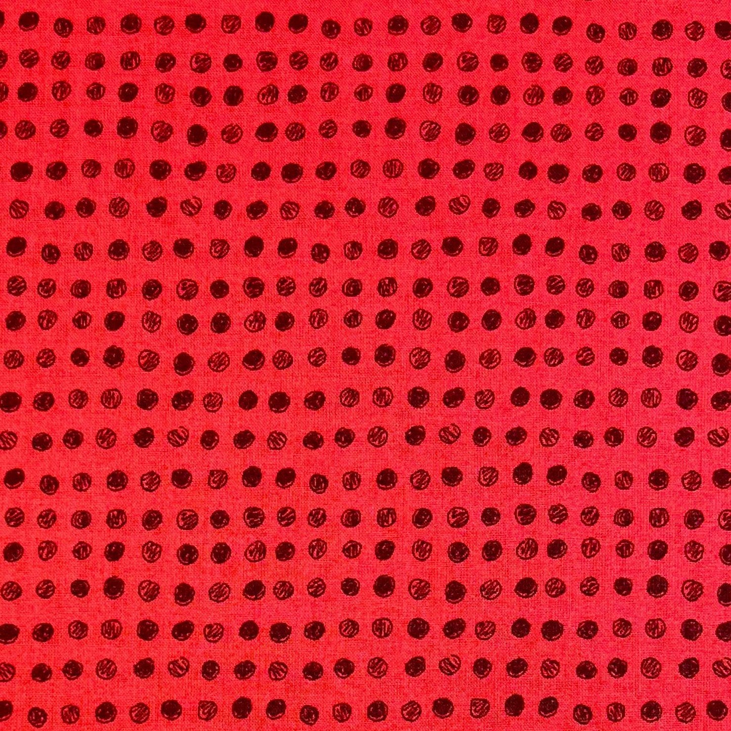 Sevenberry-Black Dots On Red on Cotton Shirting-fabric-gather here online