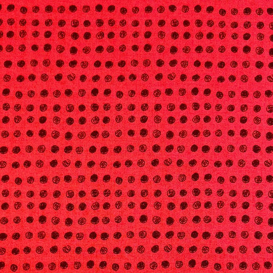 Sevenberry-Black Dots On Red on Cotton Shirting-fabric-gather here online