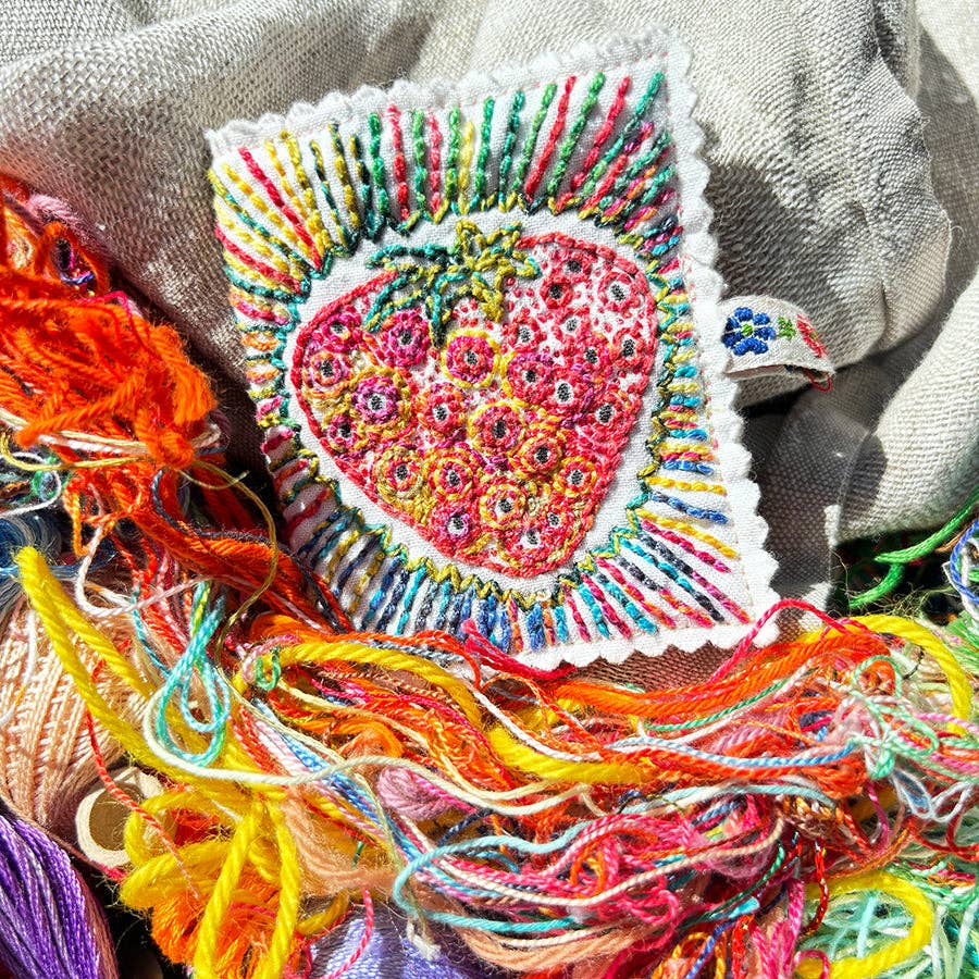 Dropcloth Samplers-Strawberry Needlebook Kit-embroidery kit-gather here online