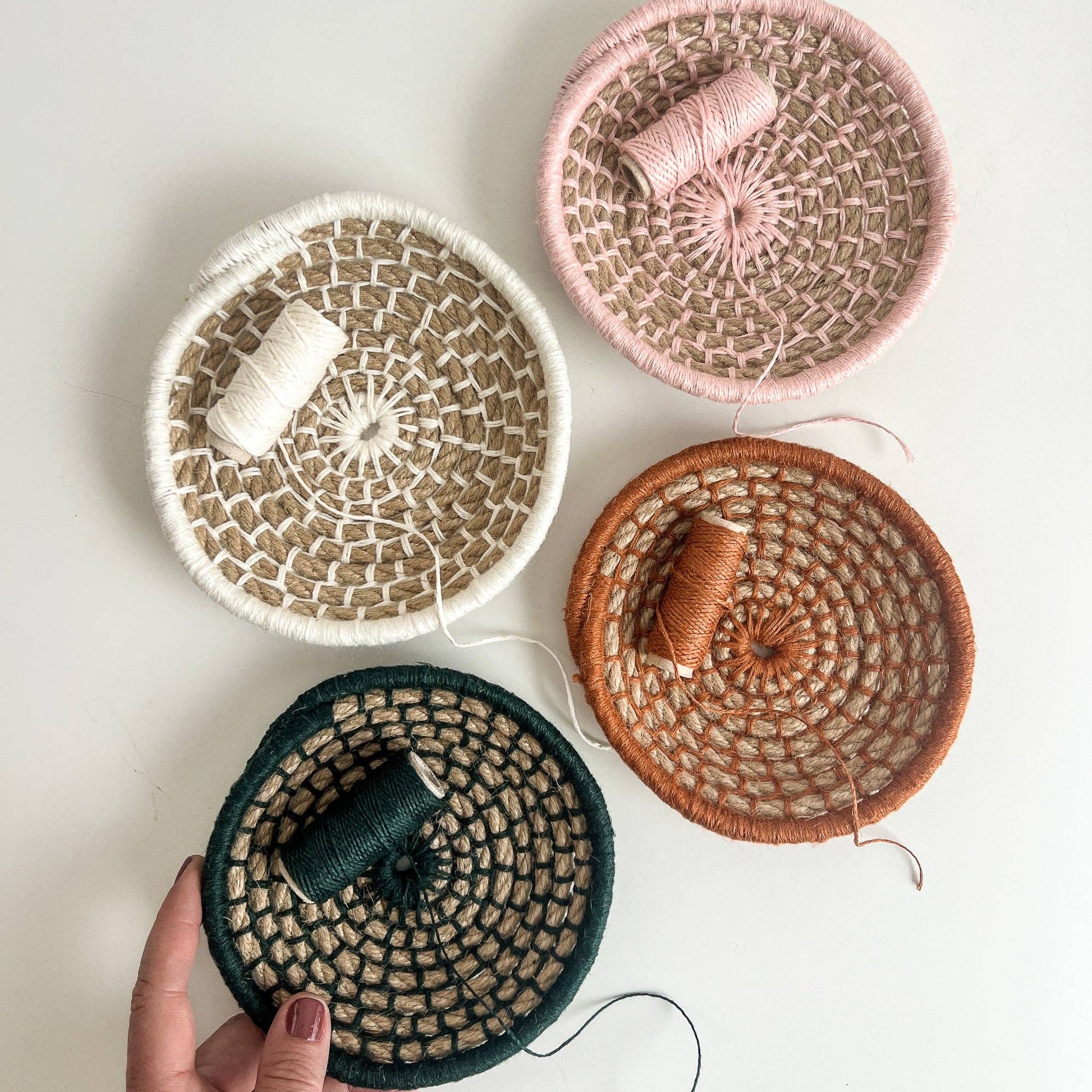 Flax & Twine-Naomi Mini Bowls - Stack of 4, Group Kit-craft kit-Ivory, Blush, Spruce, Rust-gather here online