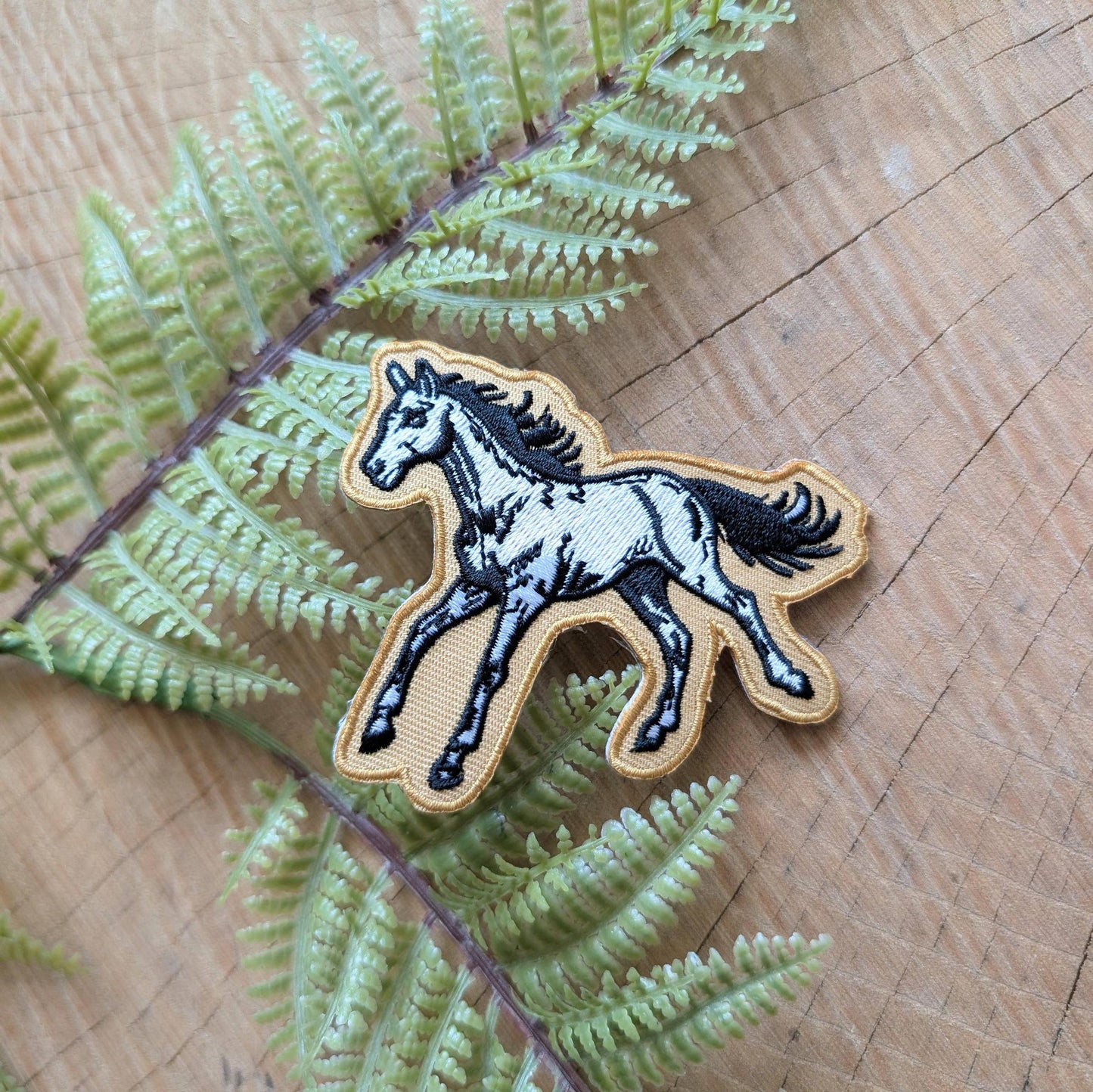 ilikesara-Mustard Yellow Horse Iron-On Patch-patches + pins-gather here online