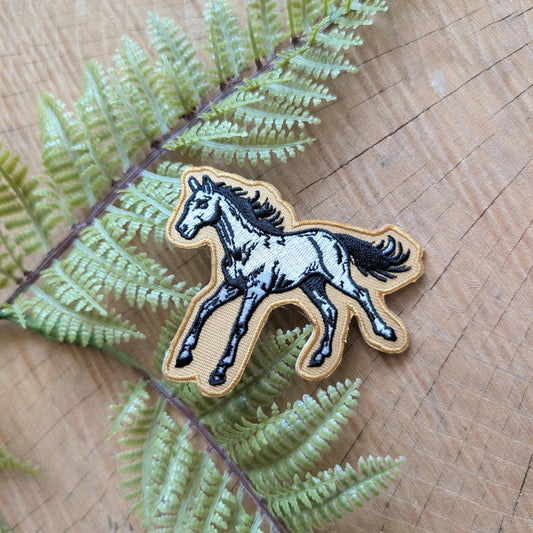 ilikesara-Mustard Yellow Horse Iron-On Patch-patches + pins-gather here online