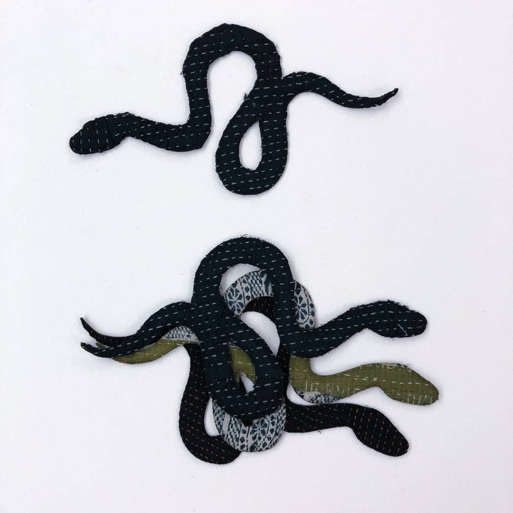 Otto Finn-Medium Kantha Snake Iron-On Patch-patches + pins-gather here online