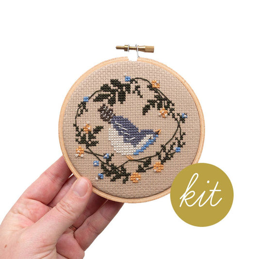 Junebug and Darlin-Spring Bird, 4" Cross Stitch Kit-xstitch kit-gather here online