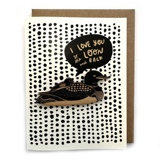 SnowMade-I Love You to the Loon and Back Magnet w/Card-greeting card-gather here online