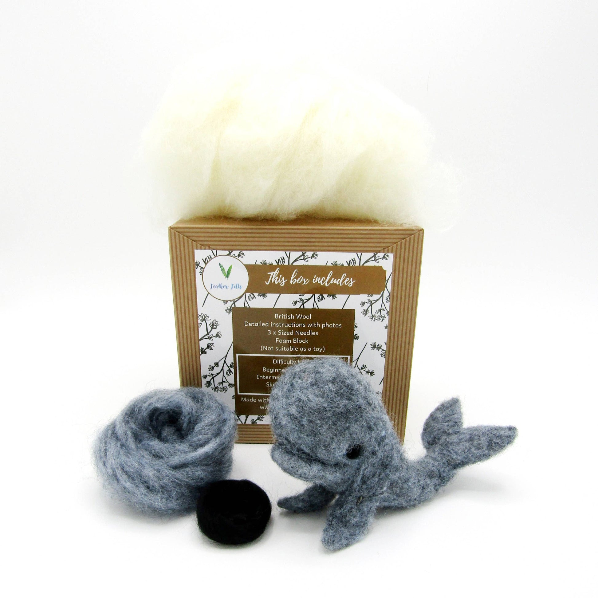 Feather Felts-Blue Whale Needle Felting Kit - Without Foam-craft kit-gather here online