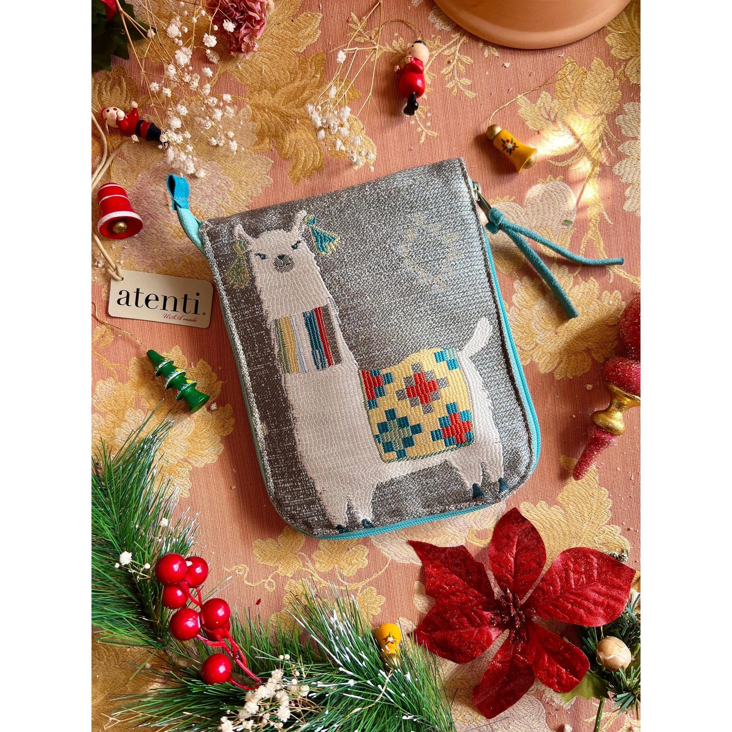 Atenti-Mamallama Circular Case - Turquoise-craft organizer-gather here online