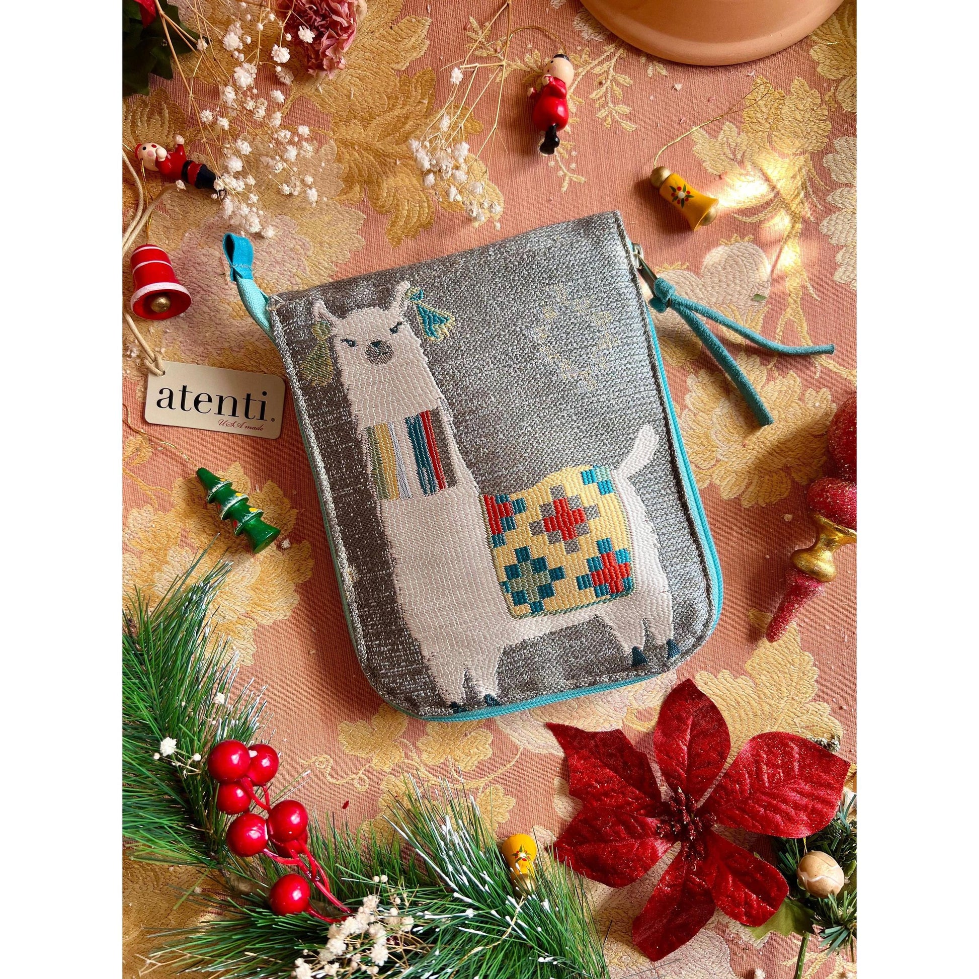 Atenti-Mamallama Circular Case - Turquoise-craft organizer-gather here online