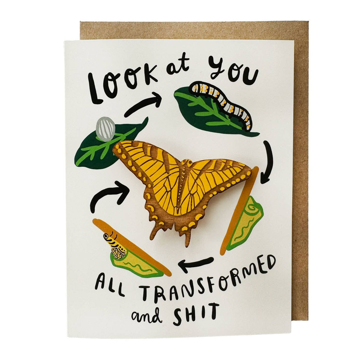SnowMade-Life-Cycle - Yellow Butterfly Magnet w/ Card-greeting card-gather here online