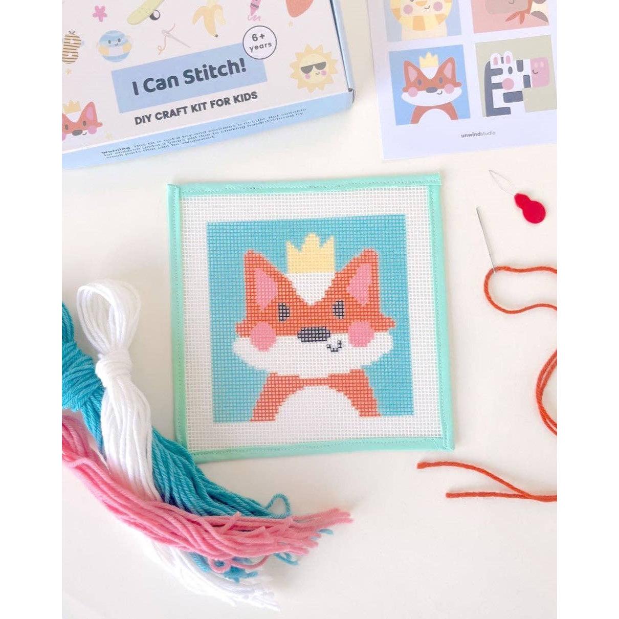 Unwind Studio-Florence the Fox - Needlepoint Kit for Kids-xstitch kit-gather here online