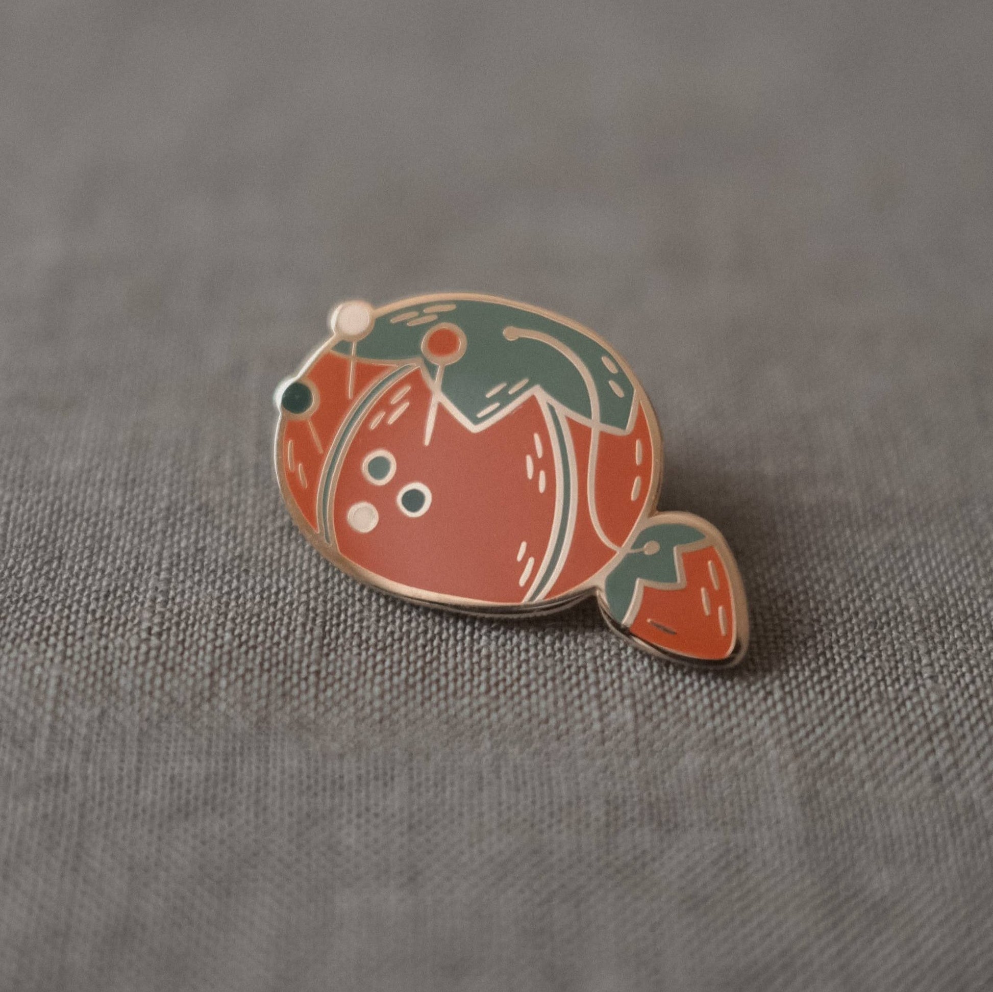 Justine Gilbuena-Tomato Pin Cushion Enamel Pin-patches + pins-gather here online