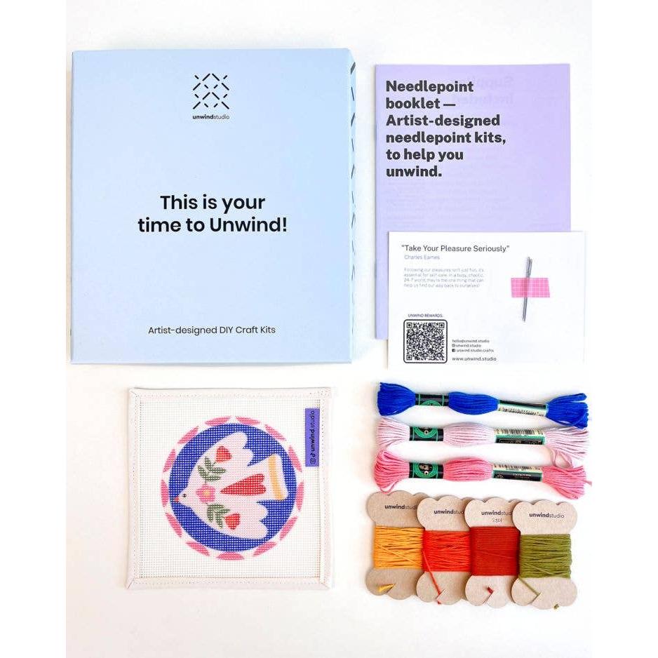 Unwind Studio-Noon Folk Bird Needlepoint Ornament Kit-xstitch kit-gather here online