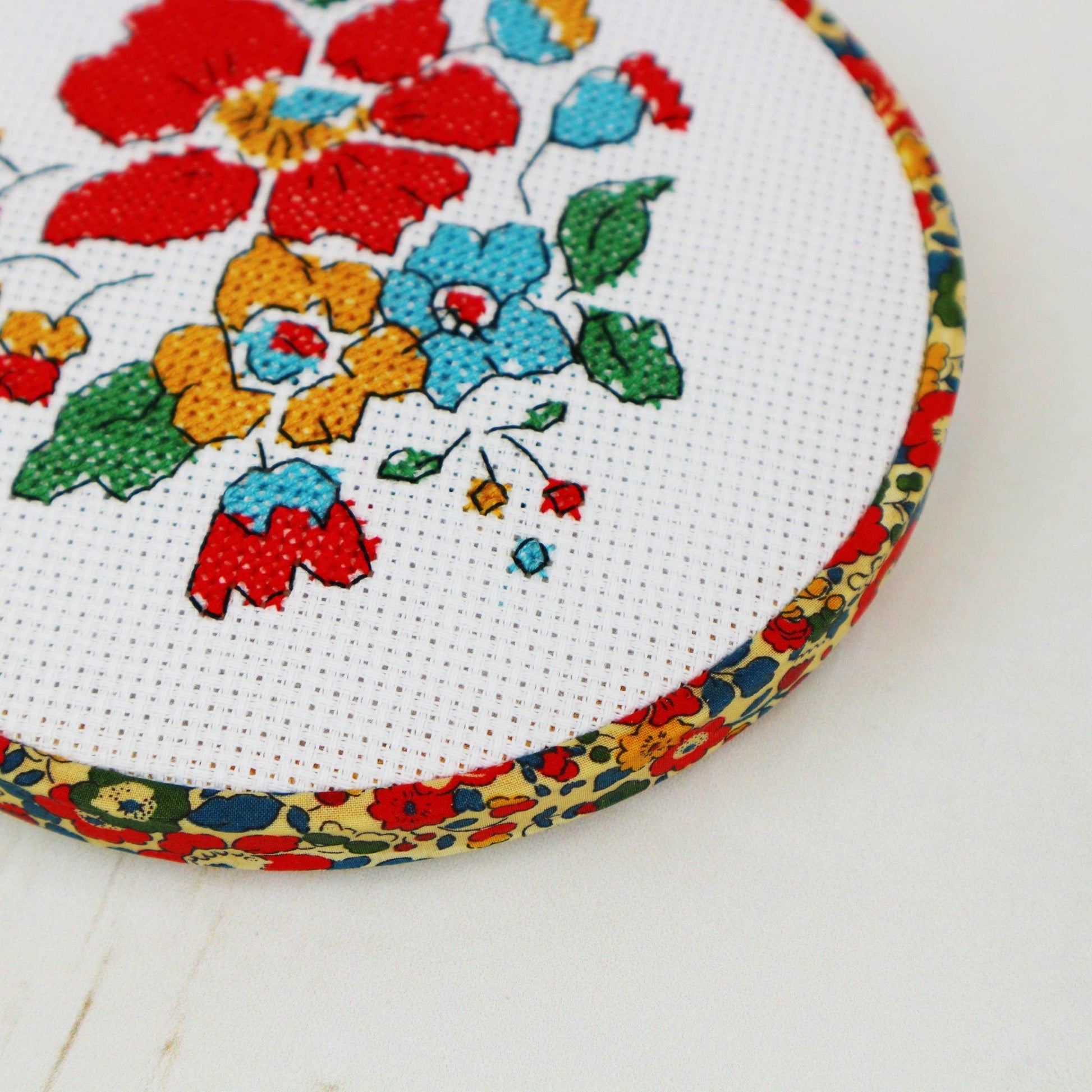 Stitchkits Crafts-Floral Cross Stitch Kit, 5" Hoop-xstitch kit-gather here online