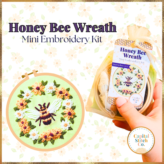 Honey Bee Wreath Mini Embroidery Kit