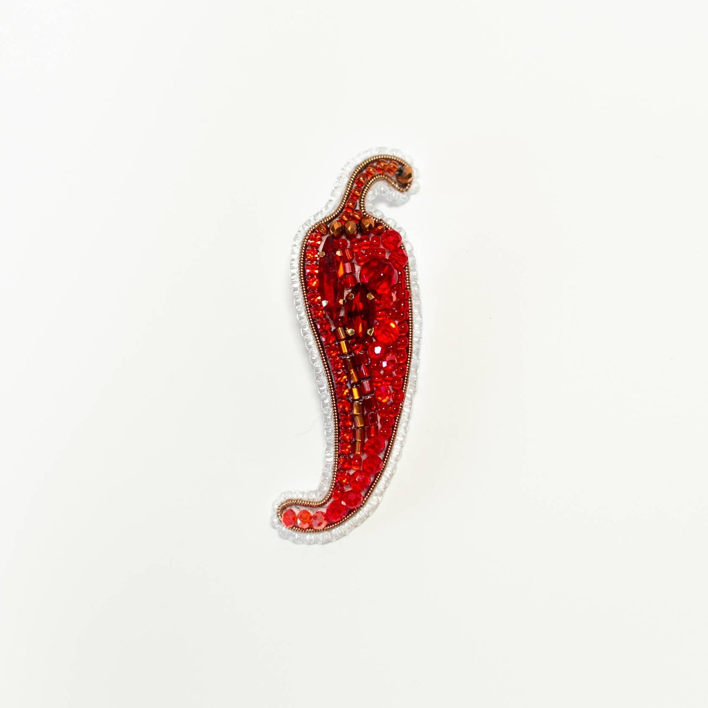 Bead Embroidery Brooch Kit: Chili Pepper DIY Craft