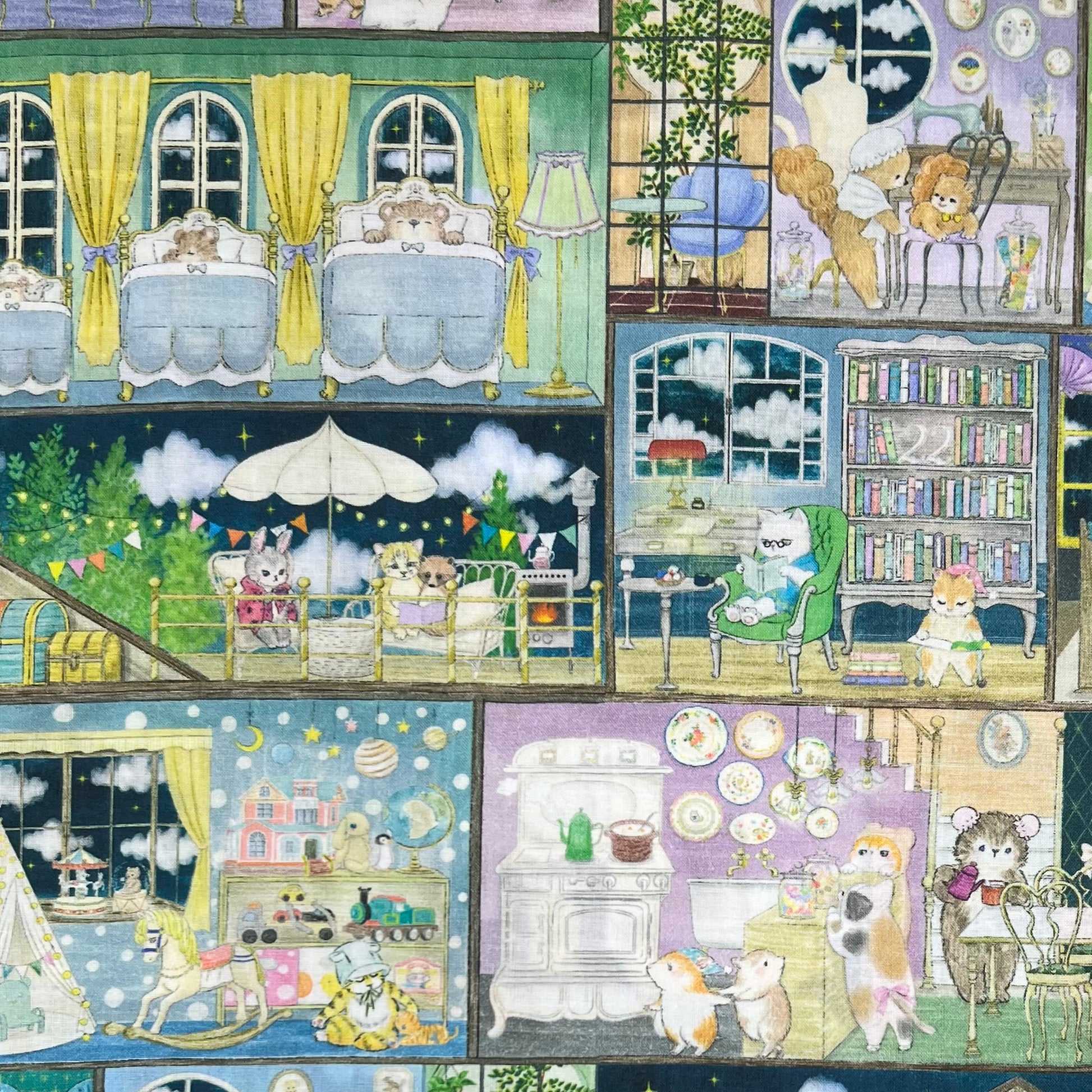 Hokkoh-Critter Dollhouse on Cotton Lawn-fabric-gather here online