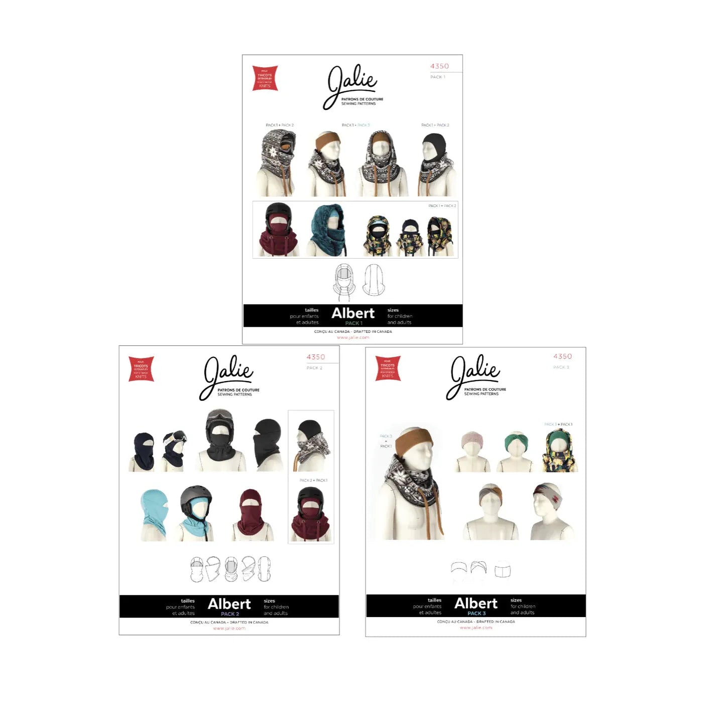 Jalie-Albert Winter Headwear Pattern - PDF DOWNLOAD-sewing pattern-gather here online