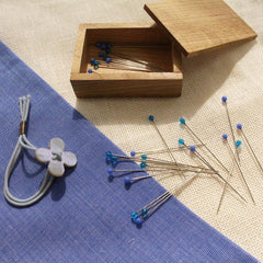 Cohana-Glass Sewing Pins in a Cherry-Wood Box-notion-gather here online